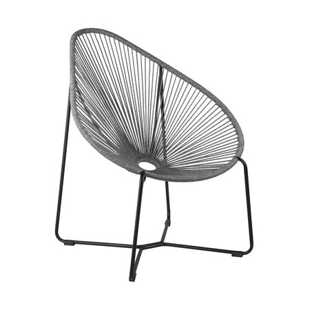 TENTO CAMPAIT Acapulco Indoor Outdoor Steel Papasan Lounge Chair with Grey Rope TE1685550